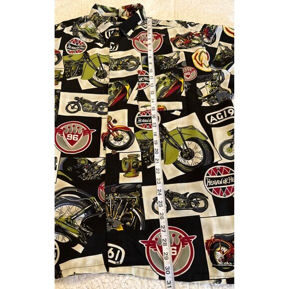 Men's Box Office Island Brand Button-Down Casual Shirt Motorcycle Theme Size L - Picture 6 of 11